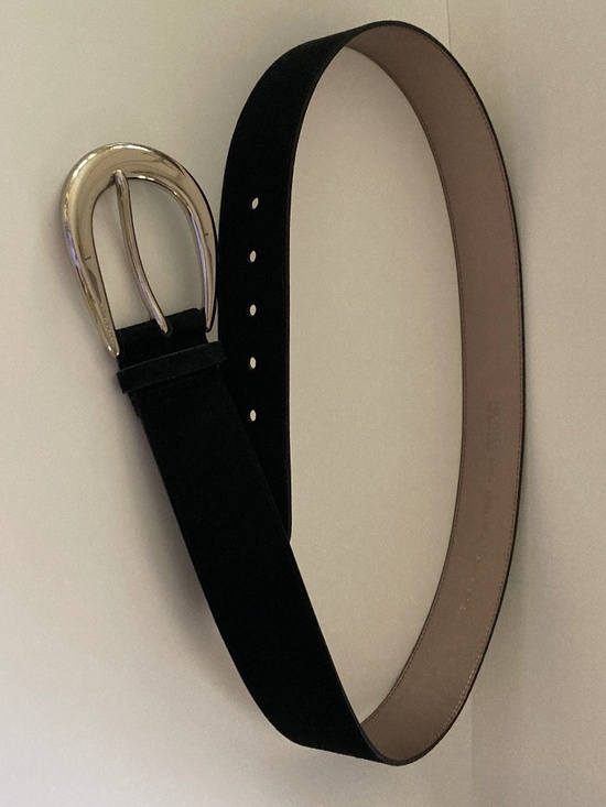 Michael Kors Black Suede Belt/Genuine Leather/Silver Tone Buckle/553309/XL/NWT!